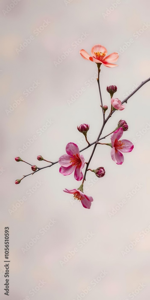 Abstract background featuring a delicate branch of floral with vibrant colors and intricate details, nature, vibrant Abstract background featuring a delicate branch of floral with vibrant colors and intricate details, nature, vibrant
