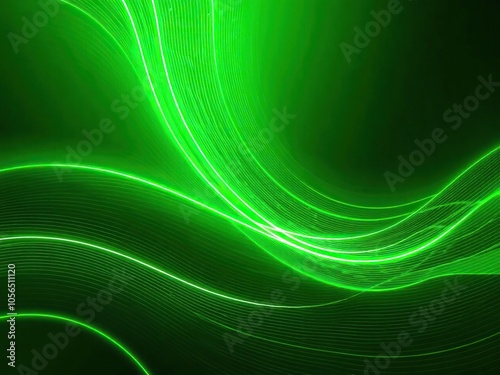 Wallpaper Mural Abstract green neon light wave background with vibrant and fluid lines creating a futuristic and dynamic design, design, background, wave Torontodigital.ca