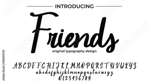 Friends Font Stylish brush painted an uppercase vector letters, alphabet, typeface