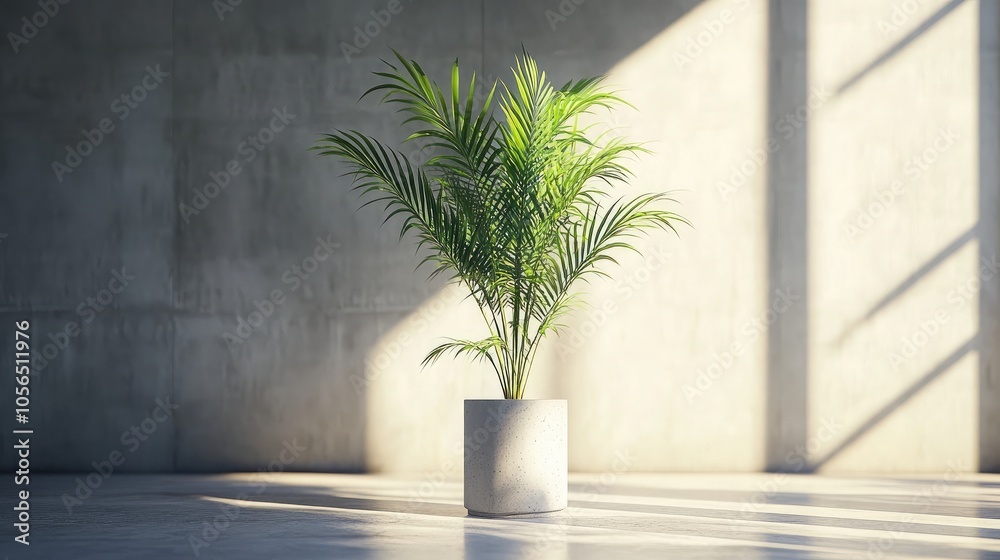 Modern Indoor Plant in Stylish Pot with Sunlight Modern Indoor Plant in Stylish Pot with Sunlight