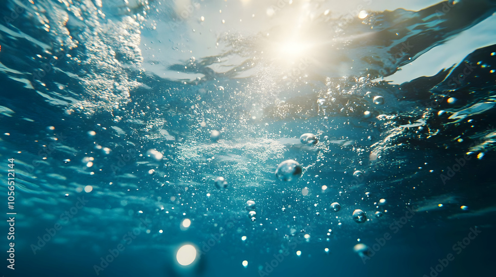 Fototapeta premium Underwater Bubbles with Sunlight Illustration