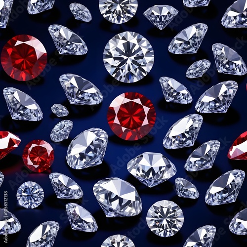A Captivating Display of Realistic Multi-Sized Diamonds Against a Dark Blue Background Perfect for Jewelry Marketing and Luxury Branding