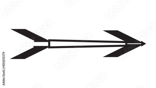 Arrow Pointing. Straight Black Icon with Wide Pointer to the Right
