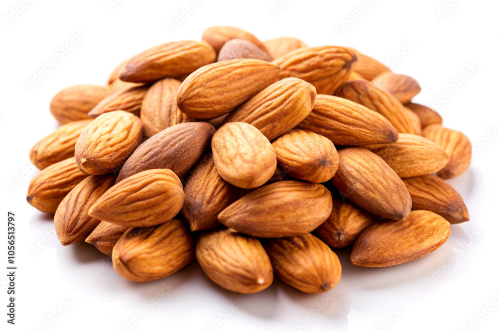 Fresh almonds, isolated on white background Fresh almonds, isolated on white background