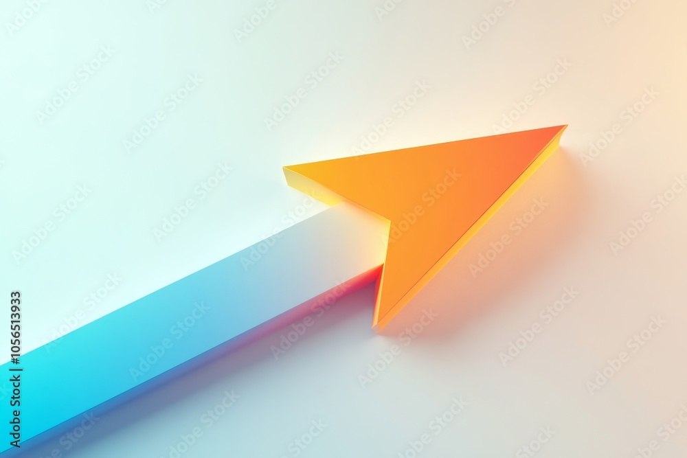A 3D arrow in vibrant orange and blue colors points upward, representing growth and progress against a clean white background A 3D arrow in vibrant orange and blue colors points upward, representing growth and progress against a clean white background