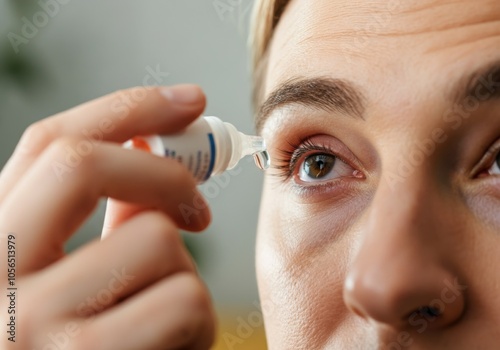 Close-Up of Woman Applying Eye Drops for Dry Eyes Relief