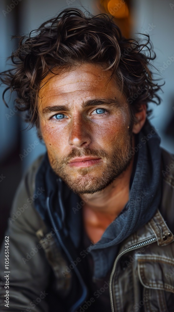 Close Up Portrait of a Handsome Man with Blue Eyes Close Up Portrait of a Handsome Man with Blue Eyes