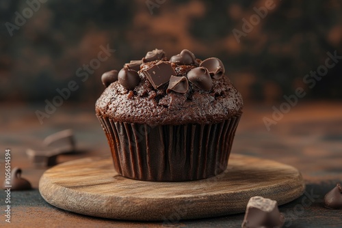 Front view of delicious chocolate muffin