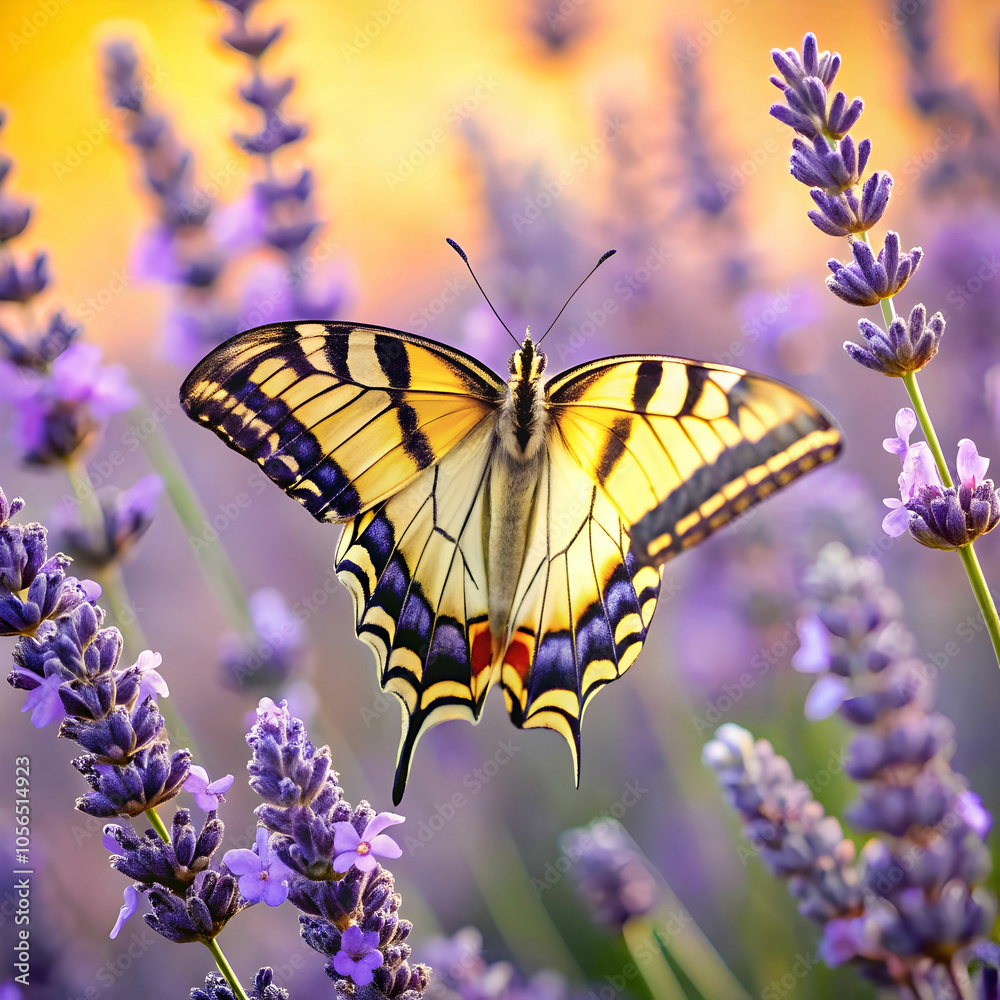 Obraz premium a-delicate-yellow-and-black-swallowtail-butterfly-