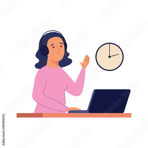 woman work from home with laptop