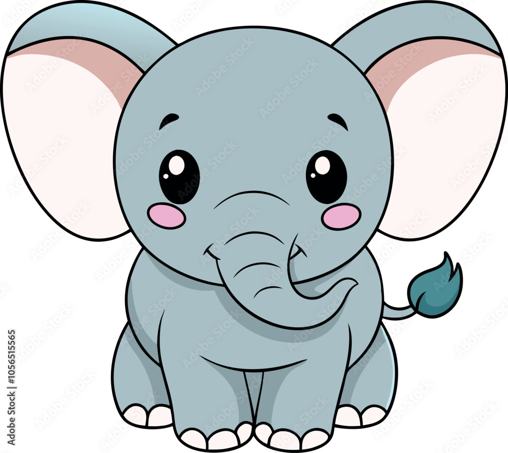 Fototapeta premium Cute Little Elephant vector art illustration eps