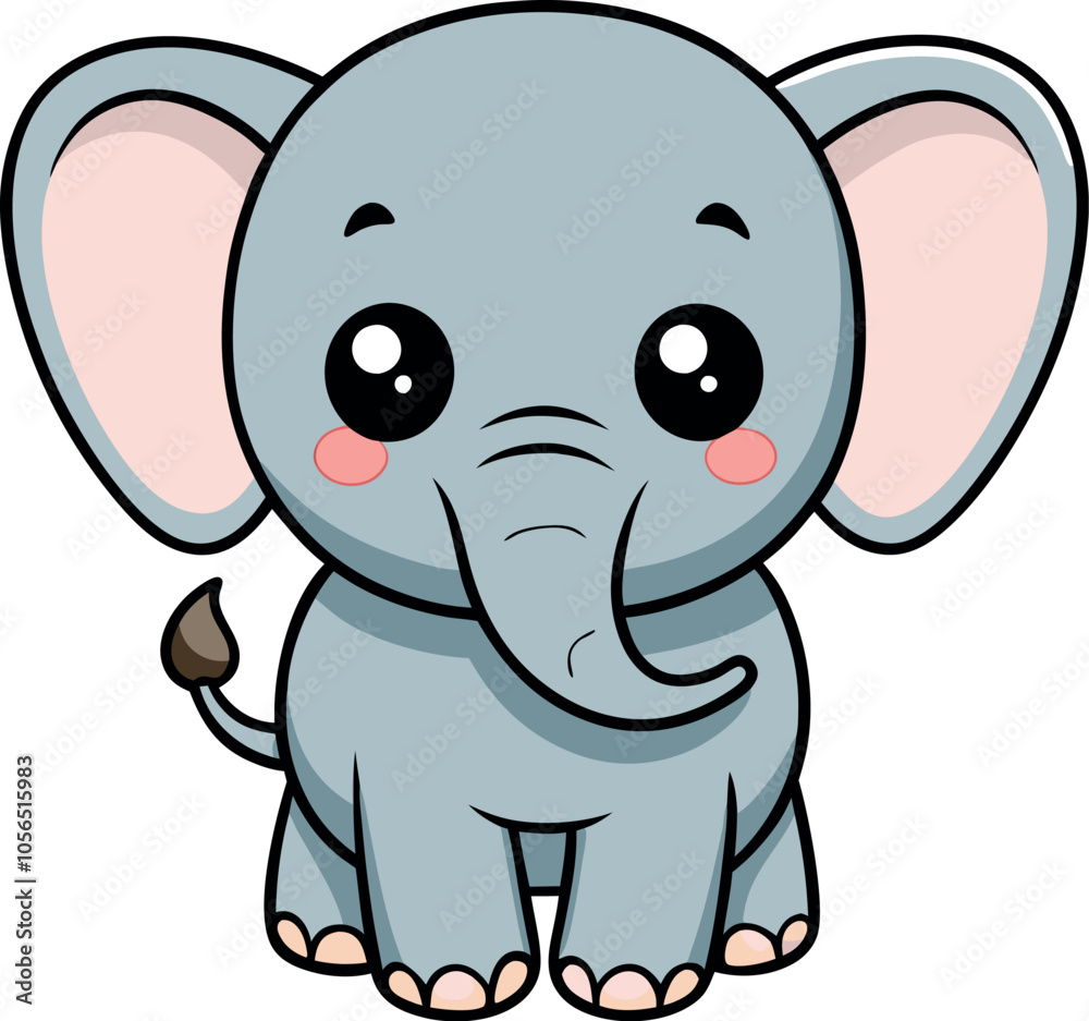 Fototapeta premium Cute Little Elephant vector art illustration eps