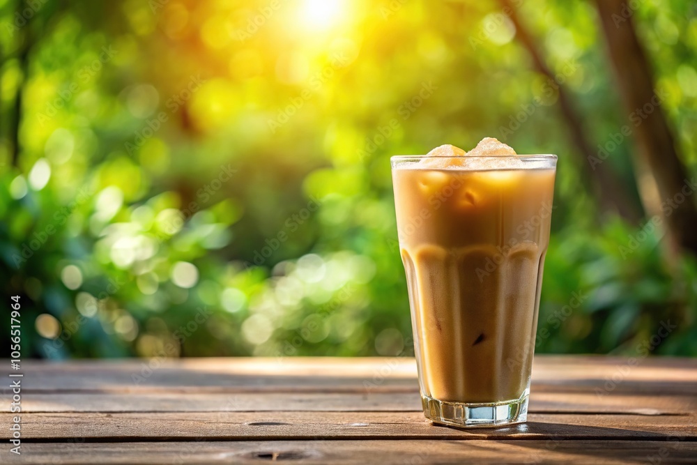 A refreshing glass of iced coffee on a hot summer day, summer, ice, drink, thirst quencher A refreshing glass of iced coffee on a hot summer day, summer, ice, drink, thirst quencher