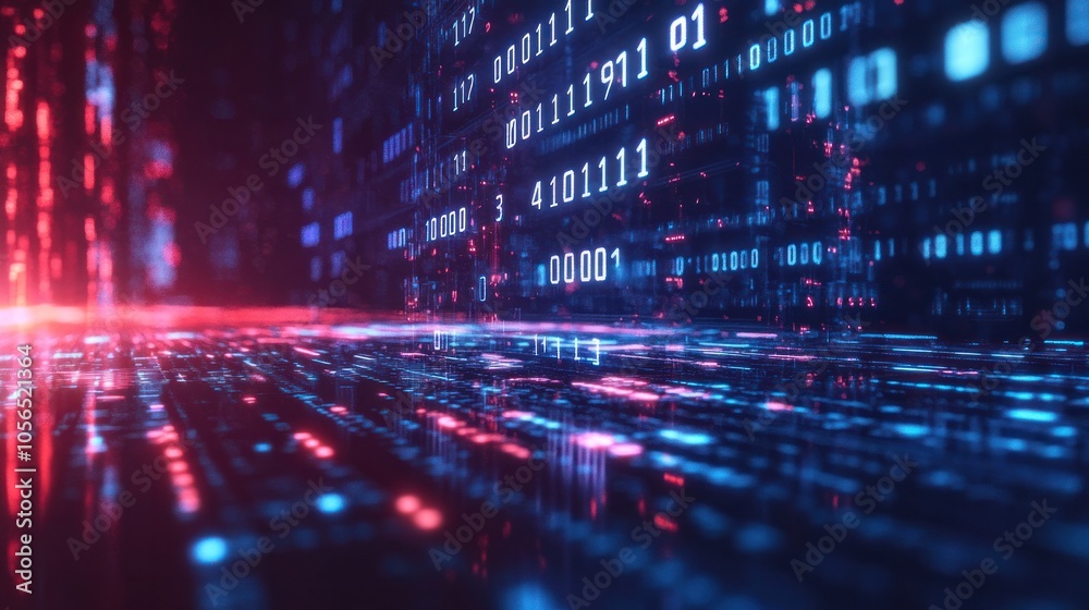 computer screen with binary numbers highlighted as they move rapidly, computer screen with binary numbers highlighted as they move rapidly,