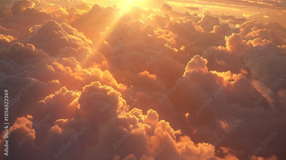 Light clouds mixing with golden sunlight at dawn.