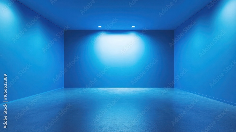 A perspective shot of a studio featuring a seamless light blue gradient backdrop A perspective shot of a studio featuring a seamless light blue gradient backdrop