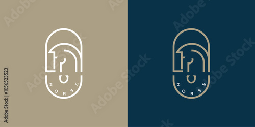 Creative horse logo design with modern style premium vector