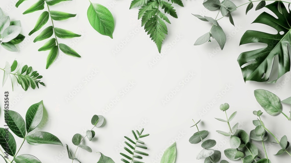 Fototapeta premium Simple botanical layout featuring greenery in pattern