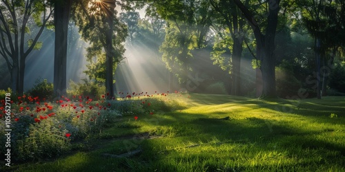 Soft and gentle beauty lighting framing the solemnity of Memorial Day. photo