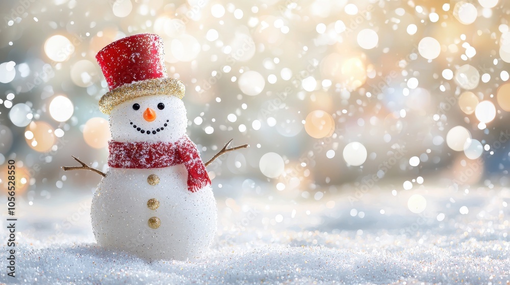 Fototapeta premium Perfect Winter Snowman in a White Field