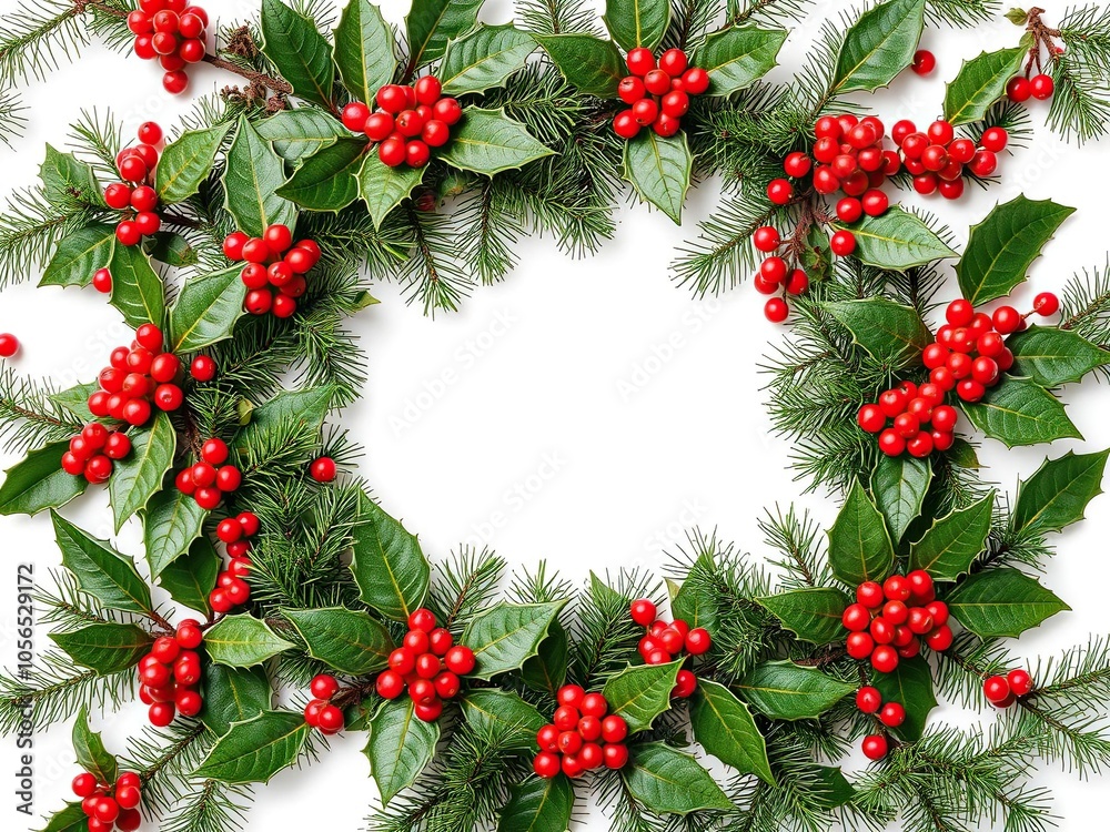 Decorative Christmas wallpaper featuring a festive pattern of red and green holly leaves and berries against a white background, seasonal, green, holly Decorative Christmas wallpaper featuring a festive pattern of red and green holly leaves and berries against a white background, seasonal, green, holly