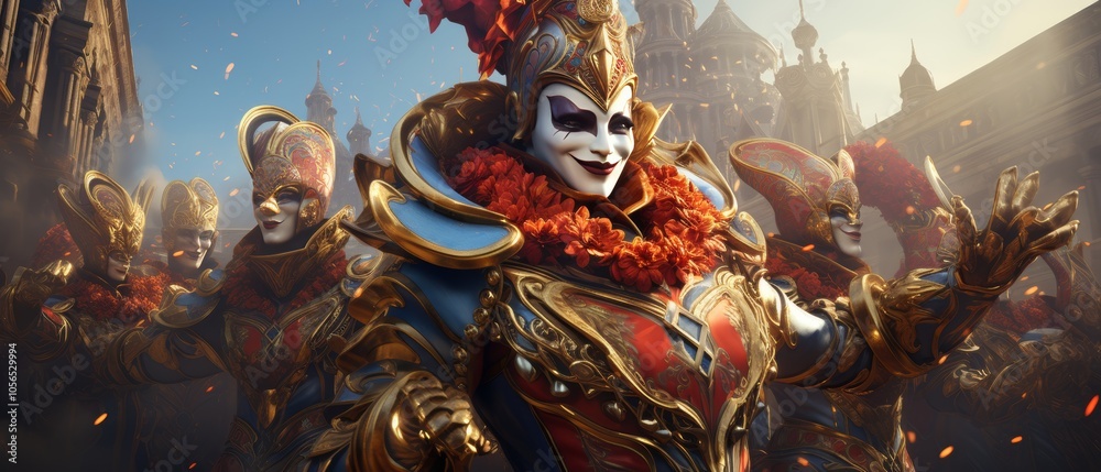 Fototapeta premium Vibrant Venice Carnival Celebration in 3D Style