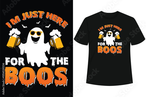I'm Just Here For The Boos Halloween Women Ghost Cute Funny T-Shirt