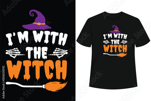 I'm With The Witch Funny Couples Costume For Halloween T-Shirt