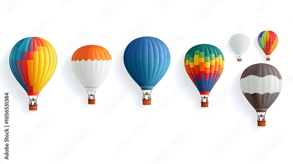 Captivating Collection of Rainbow Hued Hot Air Balloons in Flight A Mesmerizing Display of Colorful Graceful Airborne Vessels Soaring through the Sky