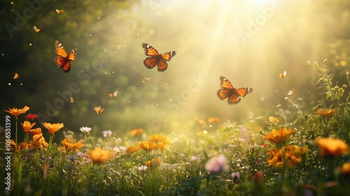 A field of blooming wildflowers in a restored meadow, with bees