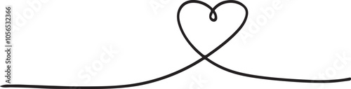 A heart is drawn in a line, with the line being the outline of the heart. The heart is black and white