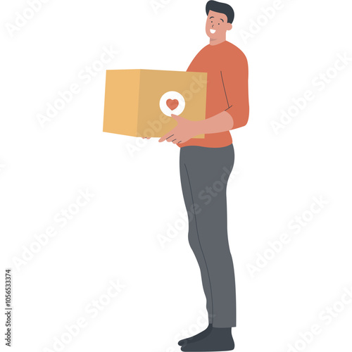 Character People of Volunteers Help with Donation. Vector Illustration in Cartoon Style.