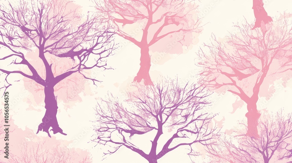 Elegant Pink and Purple Tree Silhouettes Pattern Elegant Pink and Purple Tree Silhouettes Pattern