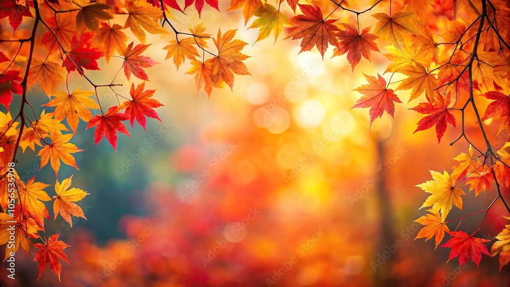 Nature's canvas is painted with vibrant shades of red, orange, and yellow as leaves change color and flutter to the ground, deciduous trees, autumn season, outdoor scene, natural scenery Nature's canvas is painted with vibrant shades of red, orange, and yellow as leaves change color and flutter to the ground, deciduous trees, autumn season, outdoor scene, natural scenery