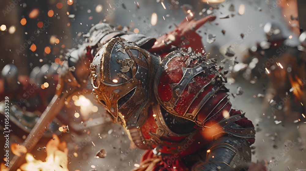 Medieval knights fighting on the battlefield, Generative AI Medieval knights fighting on the battlefield, Generative AI