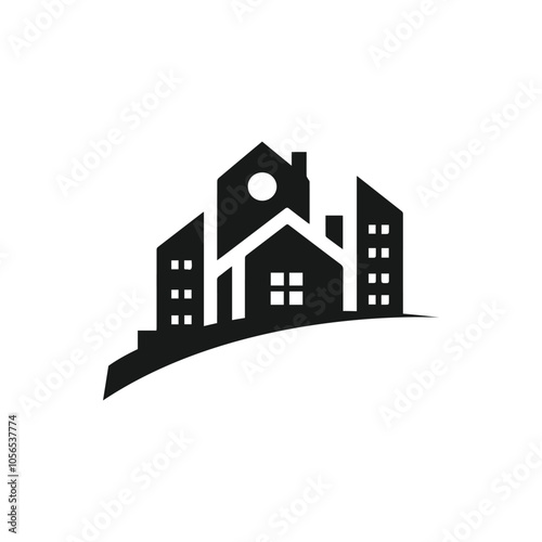 Abstract real estate logo icon vector design. Rent, sale of real estate vector logo, House cleaning, home security, real estate auction. Real estate design element.