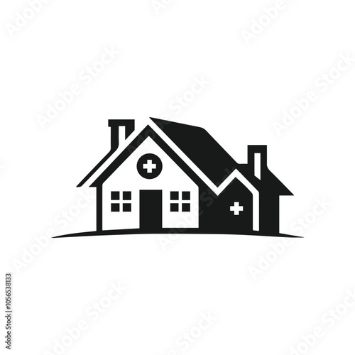 Abstract real estate logo icon vector design. Rent, sale of real estate vector logo, House cleaning, home security, real estate auction. Real estate design element.