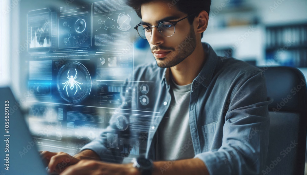 Close-up shot of a person working research in laboratory. Close-up shot of a person working research in laboratory.