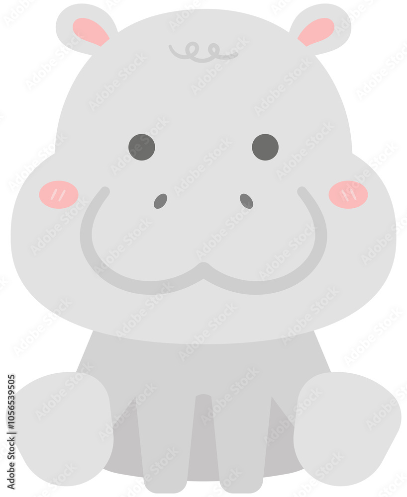 Kids Hand Drawn Cute pygmy hippopotamus Kids Hand Drawn Cute pygmy hippopotamus