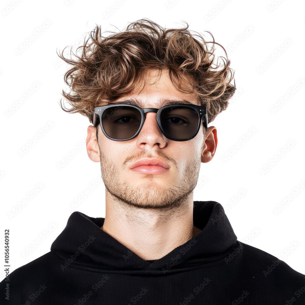 Young man wearing sunglasses and a hoodie, isolated on a white background. Young man wearing sunglasses and a hoodie, isolated on a white background.