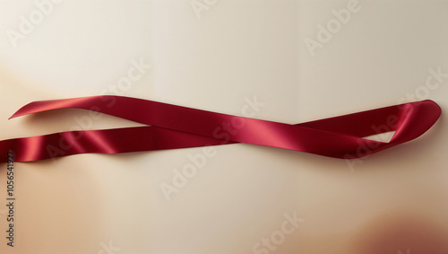 Flowing Red Ribbon Over Neutral Background, created by gerative AI technology