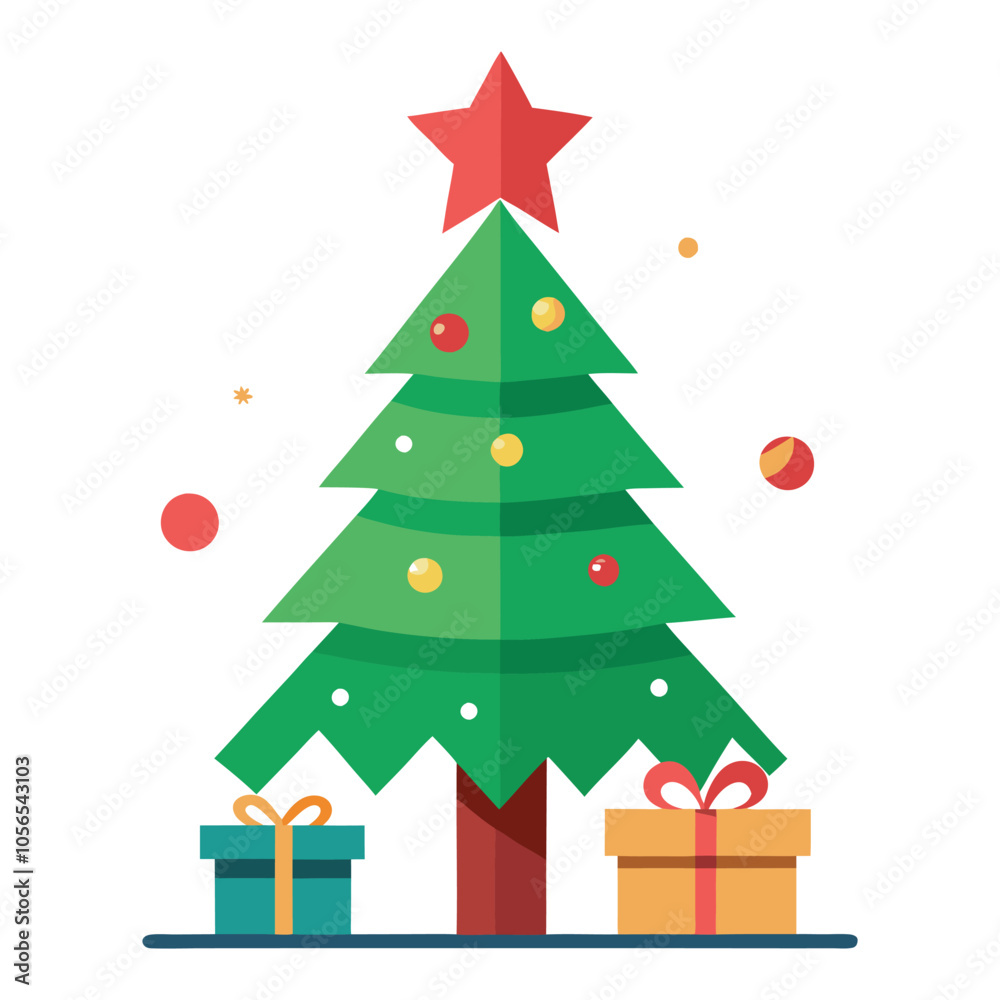 christmas tree vector illustration, Beautifully decorated christmas tree on white background, decorated christmas tree christmas tree vector illustration, Beautifully decorated christmas tree on white background, decorated christmas tree
