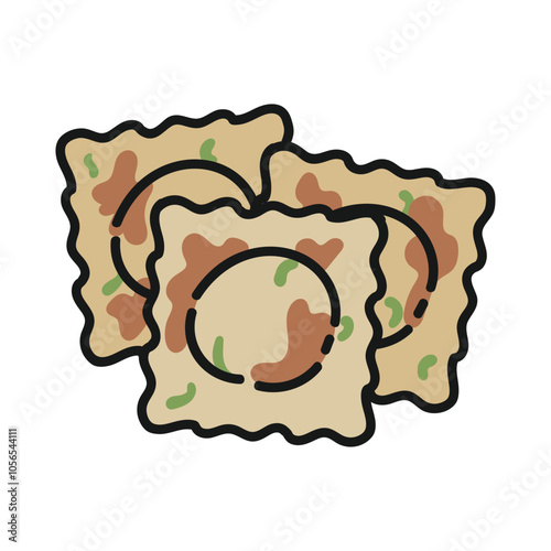 Italian Food Doodle Illustration - Ravioli