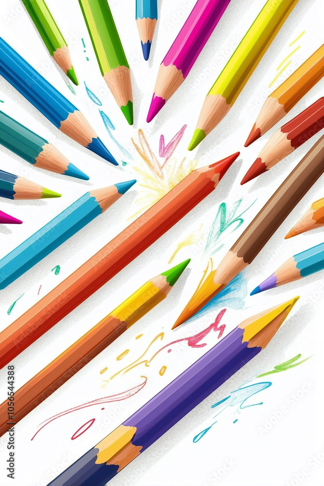 color pencils isolated on white background color pencils isolated on white background