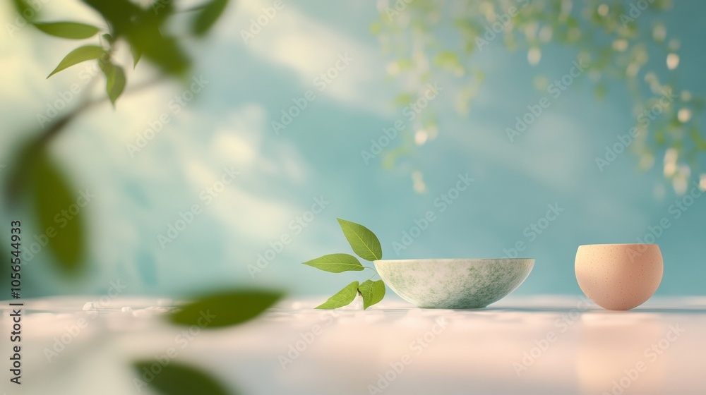 Minimalist Rice Water and Lime Arrangement with Abstract Pastel Background Minimalist Rice Water and Lime Arrangement with Abstract Pastel Background
