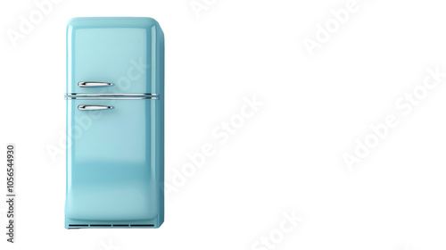 Two-Door Muted Blue Refrigerator for Modern Kitchen Aesthetics on white background