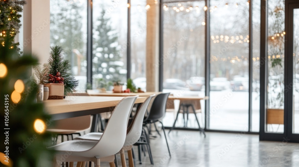 Open office space decorated for Christmas holidays with trees and ornaments, creating warm and festive atmosphere at workplace
Open office space decorated for Christmas holidays with trees and ornaments, creating warm and festive atmosphere at workplace
