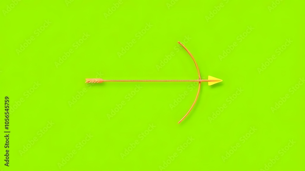 Archery Bow and Arrow Icon on Green Background Archery Bow and Arrow Icon on Green Background