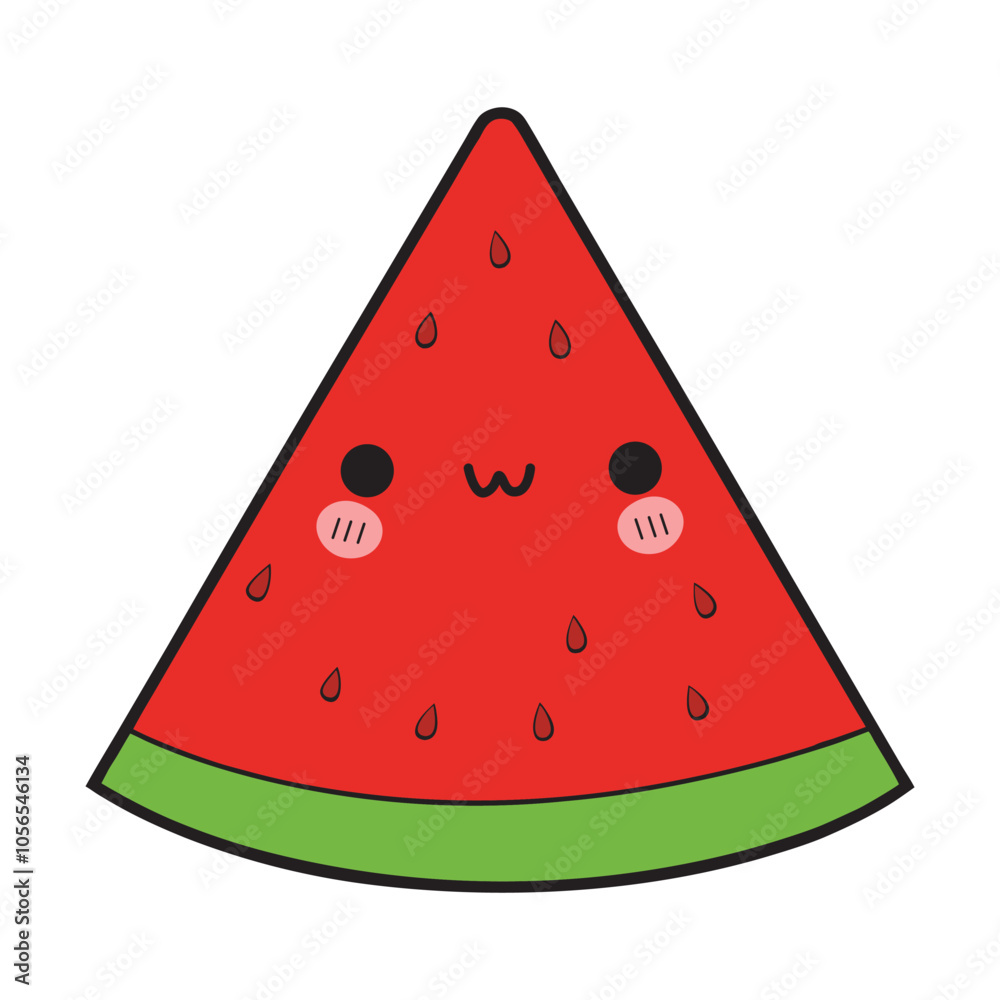 Cute Watermelon slice illustration Vector, Kawaii Watermelon Face isolated Clipart Design
Cute Watermelon slice illustration Vector, Kawaii Watermelon Face isolated Clipart Design
