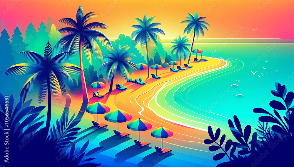 Vibrant Tropical Beach at Sunset Vibrant Tropical Beach at Sunset